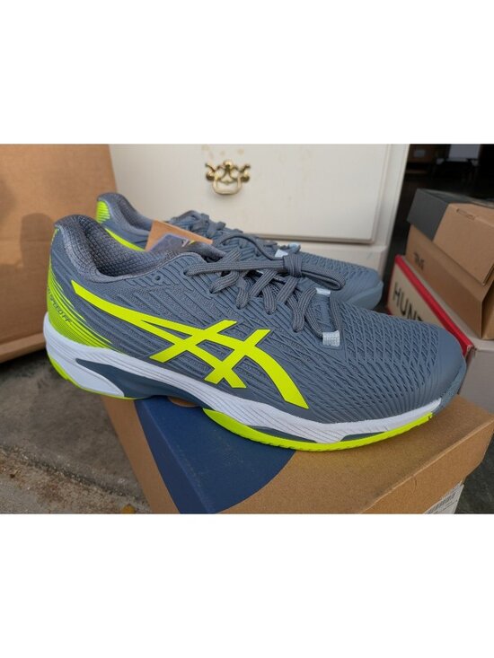 ASICS Solution Speed FF 2 Steel Blue Hazard Green Men Size 8.5 NIB